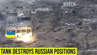 Tank of the 35th Marine brigade shelling Russian positions