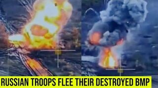 Ukrainian artillery destroy 2 Russian BMP's and crew