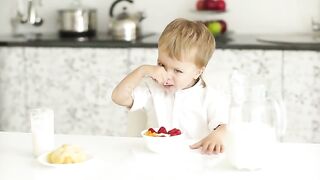 Cute boy eat