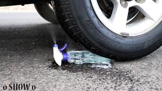 Crushing soft goods by car experiment.