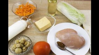 Домашняя шаурма с курицей, грибами и сыром