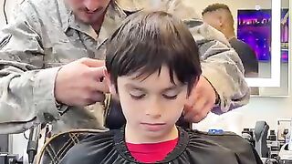 He Came Home From The Military and Surprised His Son During Haircut! #shorts  #Febpost #Videos #Viral #Trending