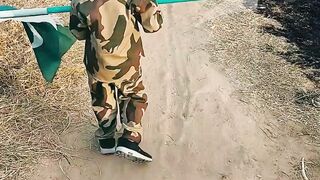 Kid waving flag