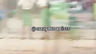 Nigerian youth playing like a kid in NYSC outfit