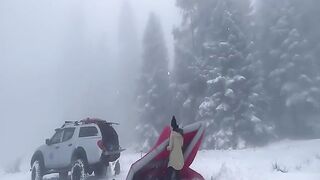 Camping in a Warm Tent With a Stove in The Snow