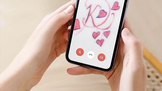 Video call on mobile screen couple name