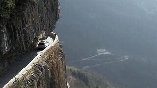 Dangerous road in thrilling mountains