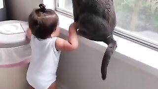Baby and cat
