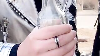 putting an egg into a bottle