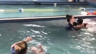 Little baby swimming