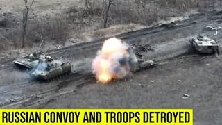 Ukrainian artillery destroys entire Russian armored convoy