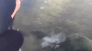 very cold water