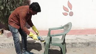Old plastic chair - empty home space decor