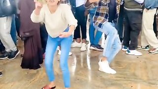 Girl and boy dancing