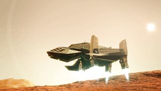 Spaceship standing on planet Mars