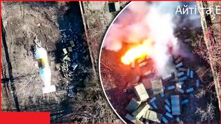 Drone strikes area where Russians had gathered large amount of ammunition