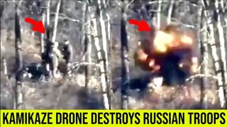 Ukrainian kamikaze drones and quadcopter drones destroy Russian infantry