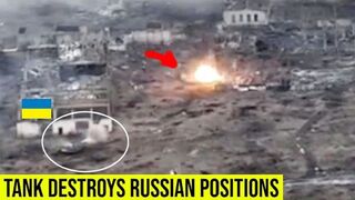 Ukrainian tank Shells Russian positions