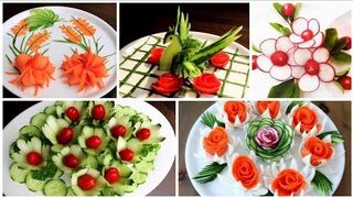 Top 5 Super Salad Decorations Ideas - Cucumber,Tomato,Carrot,Red beet Carving Garnish