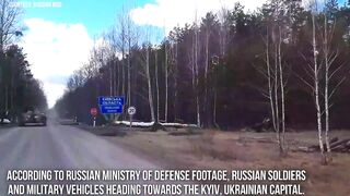 Russian Military Convoy in Kyiv Region, Ukraine War 2022.