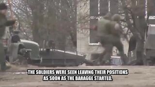 Ukraine War - Russian Soldiers Abandon Their Vehicles And Run For Cover Under Heavy Artillery Fire