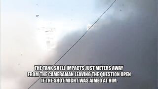 Ukraine War - Russian Tank Fires Directly At Residential Building • Nearly Hits Person Filming