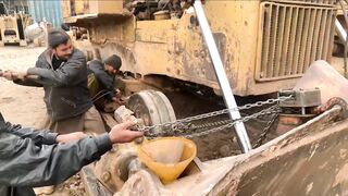 Komatsu Dozer Idler Wheel Opning At Local Workshop