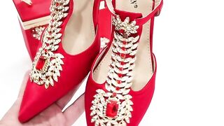 Italian Design Girly Style Pointed Toe Wedding Shoes And Bag