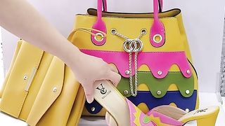 Doershow Italian matching yellow shoe and bag set