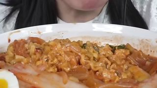 Soupy boiled egg noodles