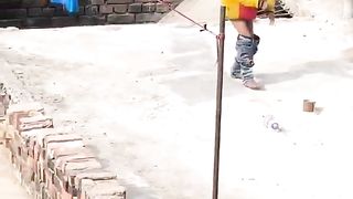Funny kite flying scene