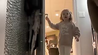 Baby girl help to mom