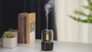 Atmosphere Light Humidifier Candlelight Aroma Diffuser Portable Electric USB Air Humidifier With LED Night Light