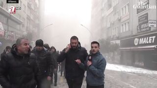 Moment second earthquake hits Turkey caught on live broadcast