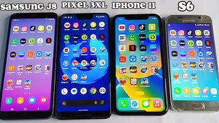 SUMSANG J8 PIXEL 3XL IPHONE 11  S6 Speed Testing video #iphone #pixel #sumsang #s6
