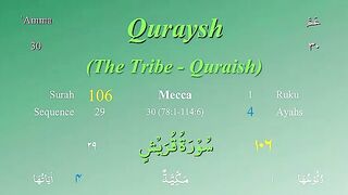 Recite Holy Quran 106 Surah Quraysh with Tajweed by Mishary Al Afasy