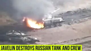 Ukrainian forces blow up Russian T-80 tank