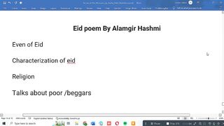 Eid by Alamgir Hashmi Summary and Line by Line Analysis in Urdu/Hindi |literaturereview90|
