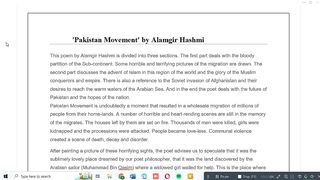 Pakistan Movement Poem by Alamgir Hashmi Summary|Pakistan Movement in Urdu Hindi|literaturereview90|