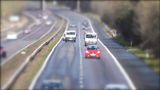 Car running view in UK street