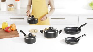 Amazon Basics Non-Stick Cookware Set, Pots, Pans and Utensils - 15-Piece Set