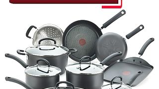 T-fal Ultimate Hard Anodized Nonstick 17 Piece Cookware Set, Black