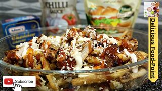 Chicken Loaded Fries with Cheese Sauce Recipe | Loaded fries recipe By Delicious food point