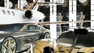 Golden Lamborghini and Roll Roys car