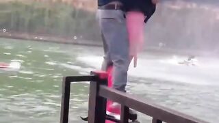 Husband & Wife Flying in water