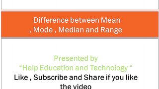 Difference between Mean, Mode, Median, Range
