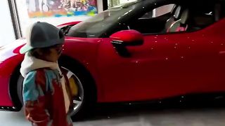 Little baby drive Ferrari