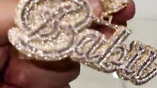 Baguette & Round Cut Diamonds Custom Name Plate Pendant
