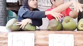 Coconut football seller