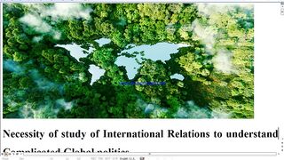 Necessity Of International Politics and International Relation in World